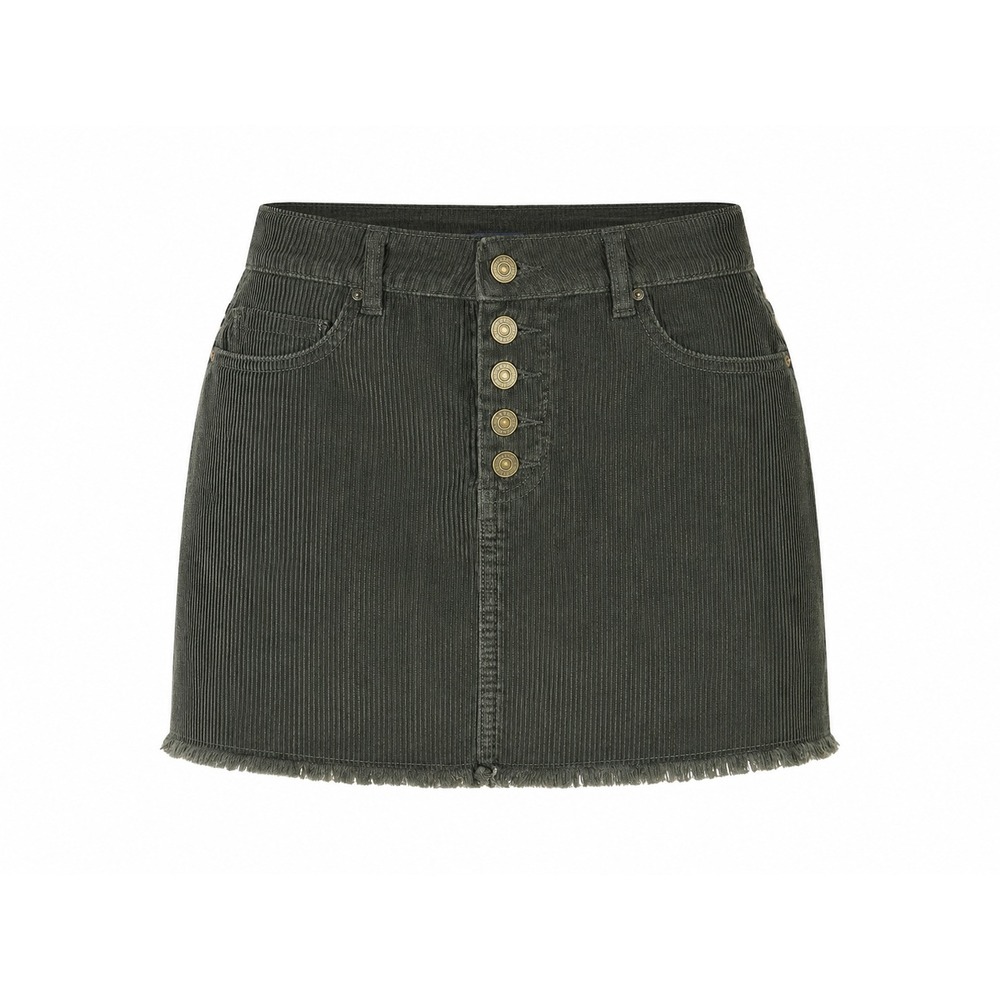 Indigo Rein Olive Green Corduroy Mini Skirt Button Fly Frayed Hem  7/27 boho‎